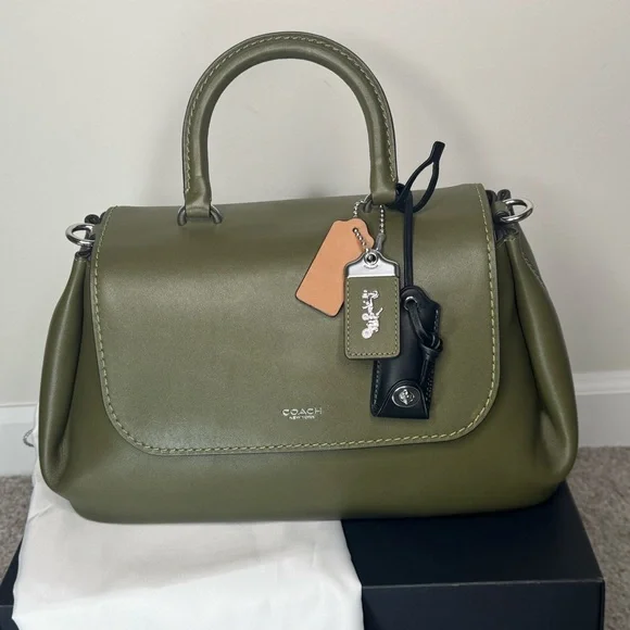 Coach Slouchy Rogue Top Handle Bag in Olive Green & Silver CCC39 Authenticated - Picture 4 of 13